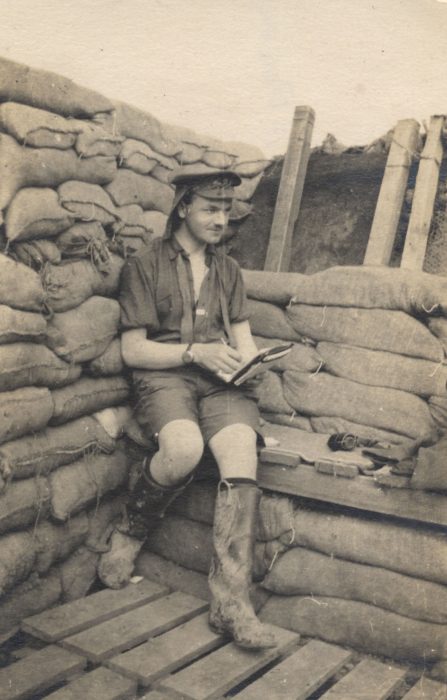 Photograph of Lieutenant Cowen in a trench (NRO 06038/59)